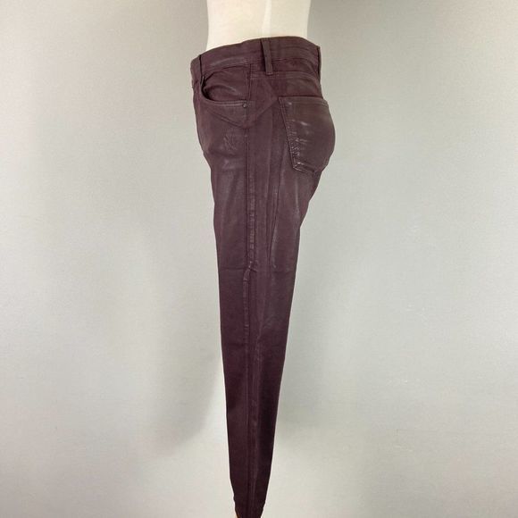 NWOT TOPSHOP MOTO Coated Leigh Plum Wash Pants - Picture 4 of 10